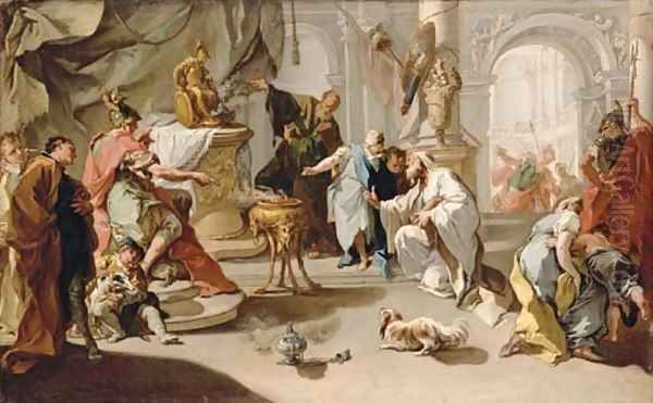 Hannibal swearing revenge against the Romans Oil Painting by Giovanni Battista Pittoni the younger