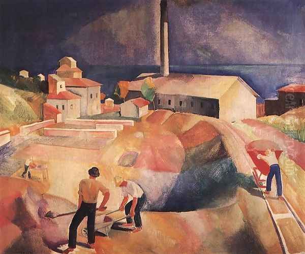 Brick-yard 1930 Oil Painting by Karoly Patko