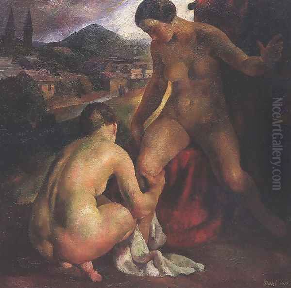 Women Bathing 1926 Oil Painting by Karoly Patko