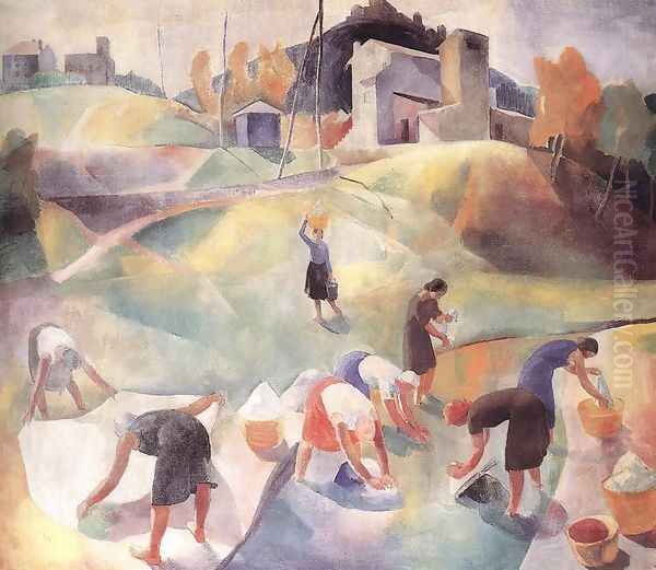 Washer-women 1930 Oil Painting by Karoly Patko