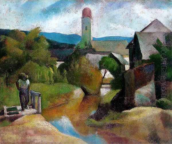 View of Nagybanya 1924 Oil Painting by Karoly Patko