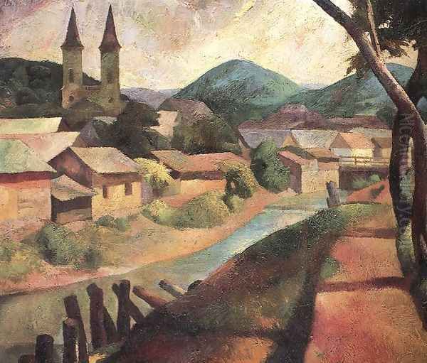 View of Felsobanya 1925 Oil Painting by Karoly Patko