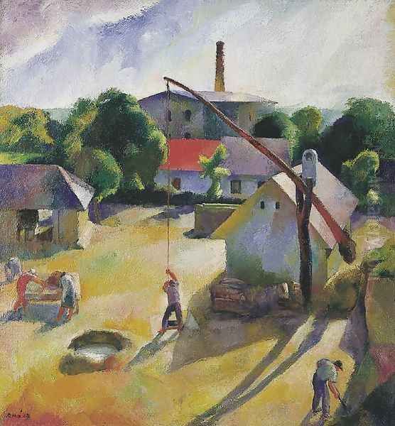 Village Scene Igal 1927 Oil Painting by Karoly Patko