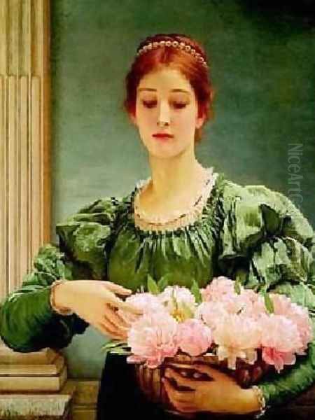 Peonies Oil Painting by Charles E. Perugini