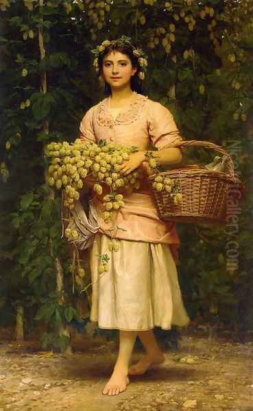 The Hop Picker Oil Painting by Charles E. Perugini