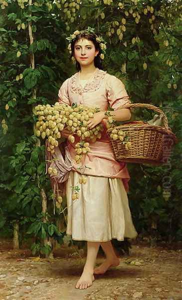 The Hop Picker 2 Oil Painting by Charles E. Perugini