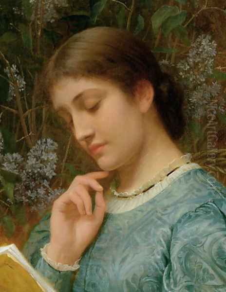 Girl Reading 2 Oil Painting by Charles E. Perugini