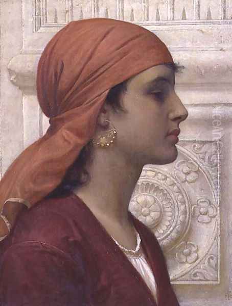 A Capri Girl Oil Painting by Charles E. Perugini