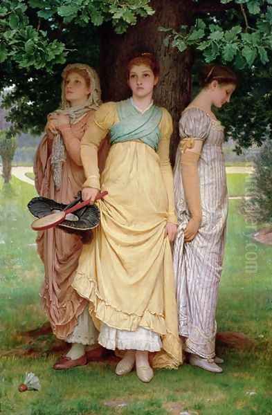 A Summer Shower, 1888 Oil Painting by Charles E. Perugini