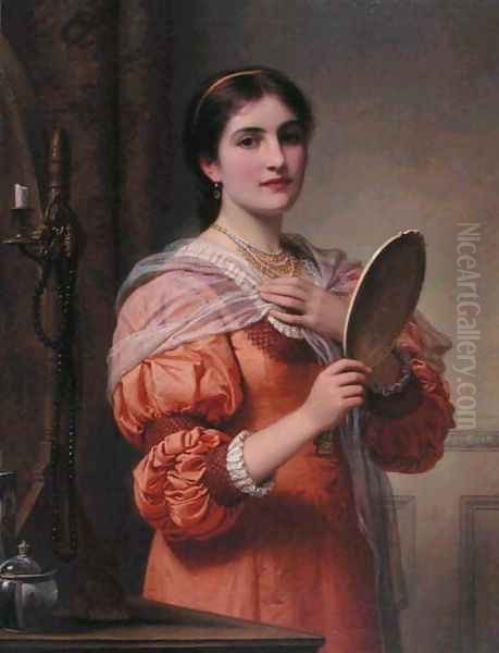 A Fair Reflection Oil Painting by Charles E. Perugini