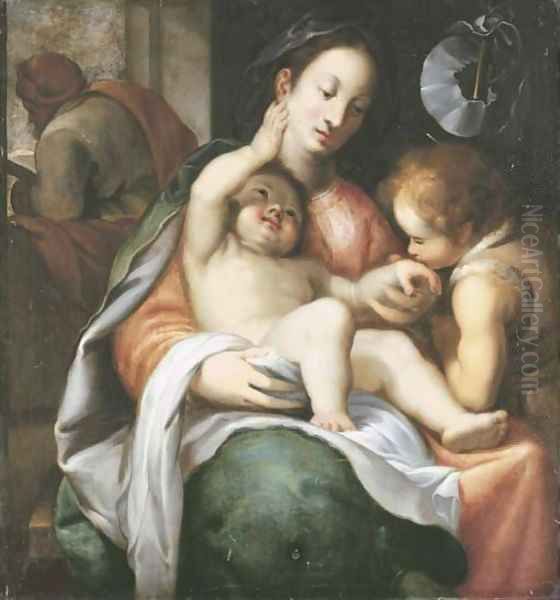 The Holy Family with the Infant Saint John the Baptist Oil Painting by Giovanni Battista Paggi