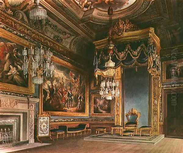 The Kings Audience Chamber, Windsor Castle from Pynes Royal Residences, 1818 Oil Painting by William Henry Pyne