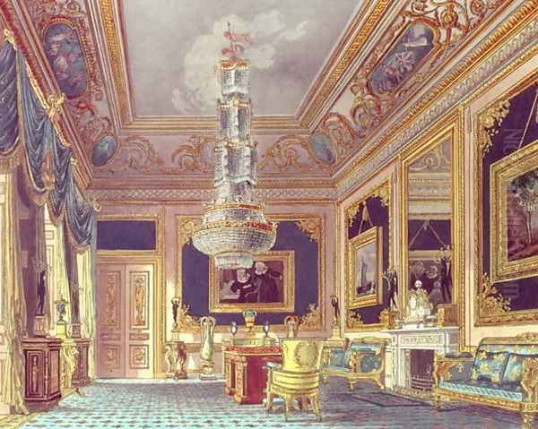 The Blue Velvet Room, Carlton House from Pynes Royal Residences, 1818 Oil Painting by William Henry Pyne