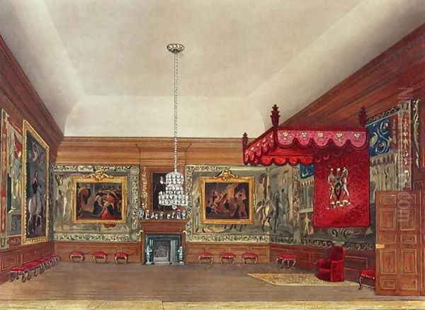 The Throne Room, Hampton Court from Pynes Royal Residences, 1818 Oil Painting by William Henry Pyne