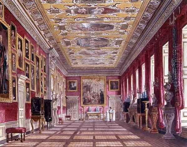 The Kings Gallery, Kensington Palace from Pynes Royal Residences, 1818 Oil Painting by William Henry Pyne