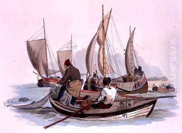 British Fishermen, from Costume of Great Britain, published by William Miller, 1805 Oil Painting by William Henry Pyne