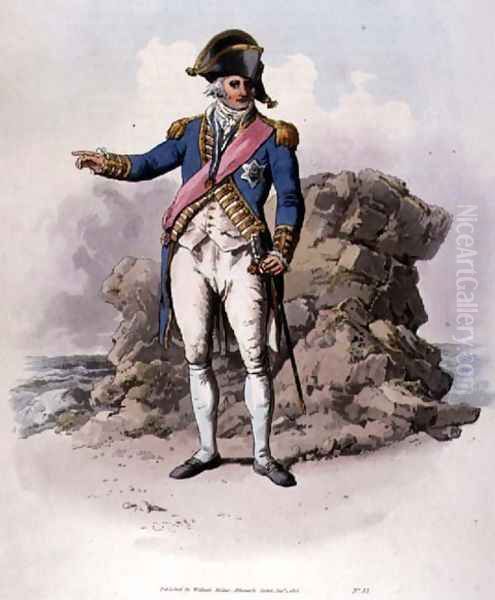 Admiral in full uniform, wearing the Order of Bath from Costumes of Great Britain Oil Painting by William Henry Pyne