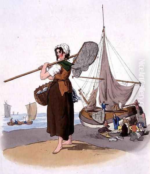 Female Shrimper, from Costume of Great Britain, published by William Miller, 1805 Oil Painting by William Henry Pyne