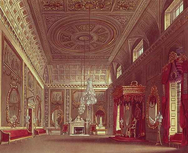 The Saloon, Buckingham Palace from Pynes Royal Residences, 1818 Oil Painting by William Henry Pyne