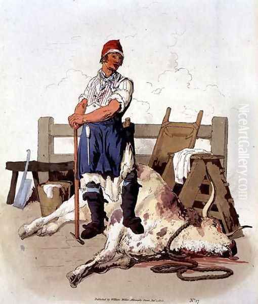 Slaughterman, from Costume of Great Britain, published by William Miller, 1805 Oil Painting by William Henry Pyne