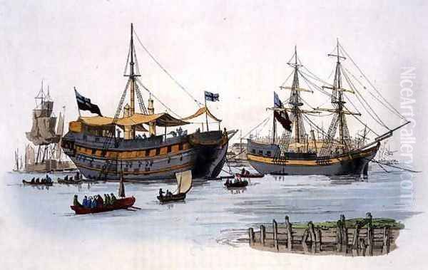 Prison Ships, from Costume of Great Britain, published by William Miller, 1805 Oil Painting by William Henry Pyne