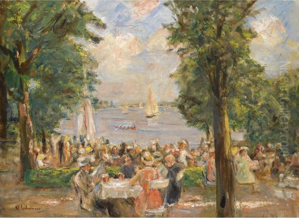 Gartenlokal Am Wannsee (haus Am See) Oil Painting by Max Liebermann