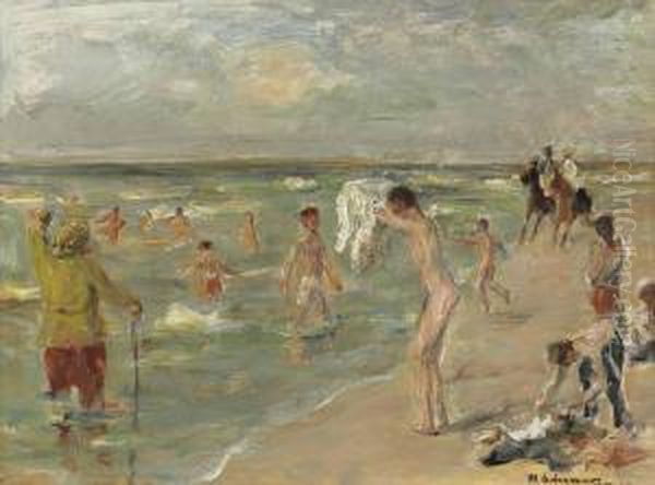 Badende Knaben, Jungen In Zandvoort Oil Painting by Max Liebermann