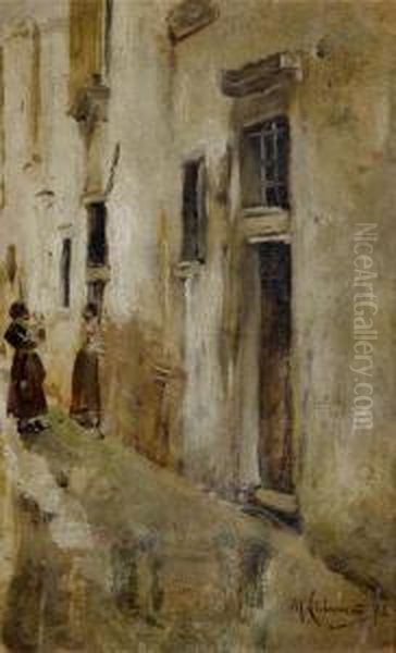 Venetian Lane Running To The Left Oil Painting by Max Liebermann