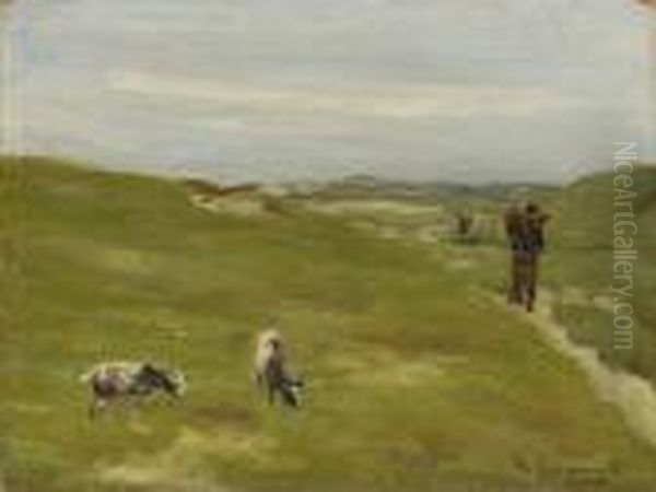 Dunen Mit Bauer Und
Grasenden Ziegen Oil Painting by Max Liebermann