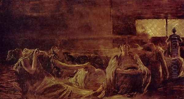 Women Smoking Hashish Oil Painting by Gaetano Previati