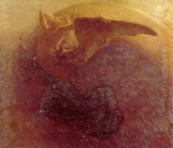 Day Awakens the Night Oil Painting by Gaetano Previati