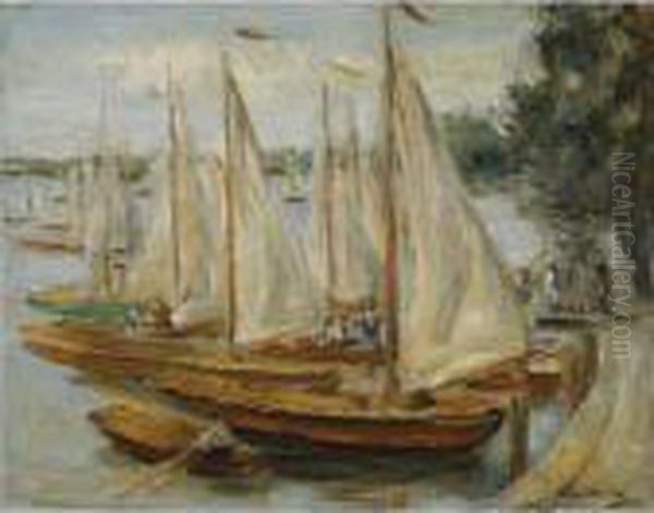 Segelboote Am Wannsee (sailing Boats On Wannsee Lake) Oil Painting by Max Liebermann