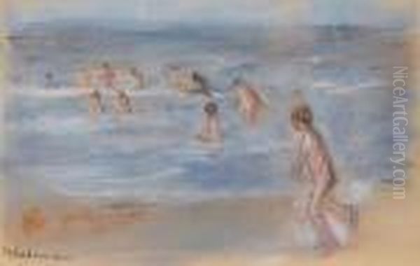 Bathing Boys Oil Painting by Max Liebermann