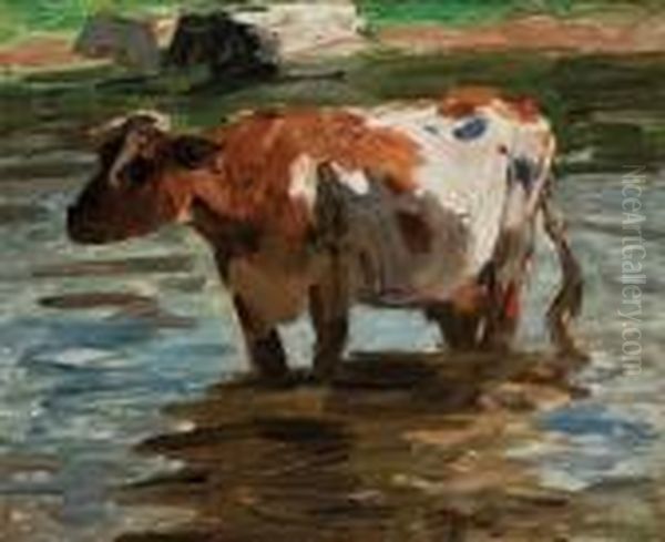 Kuh In Einem Bach Oil Painting by Max Liebermann