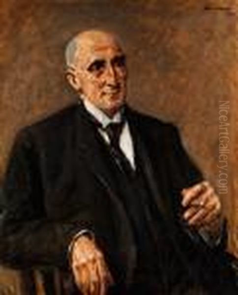 Bildnis Des Textilfabrikanten Carllewin Oil Painting by Max Liebermann