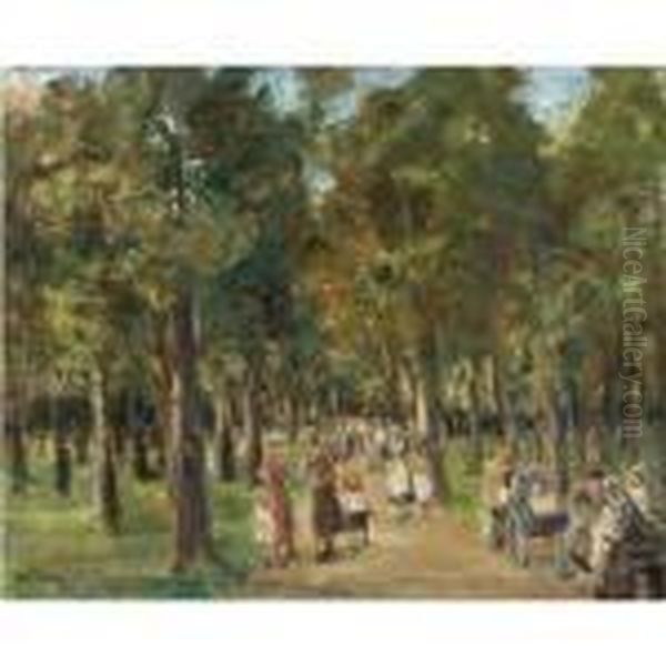 Spazierganger Im Tiergarten (strollers In Tiergarten) Oil Painting by Max Liebermann