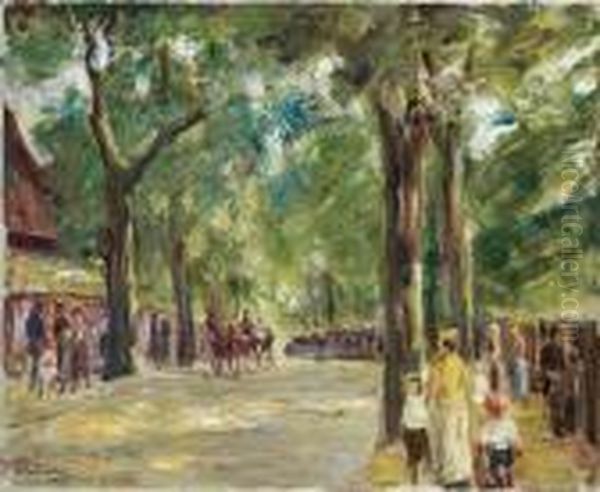 Die Grose Seestrase In Wannsee Mit Spaziergangern Oil Painting by Max Liebermann