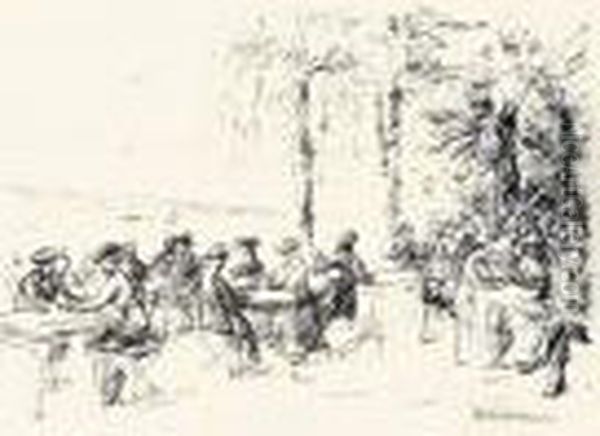 Kaffeegarten An Der Havel Oil Painting by Max Liebermann