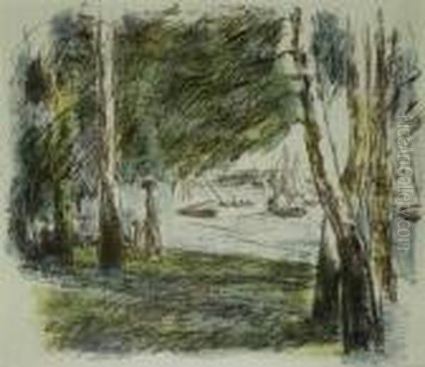 Blick Von Der Uferpromenade Auf Den Wannsee Oil Painting by Max Liebermann