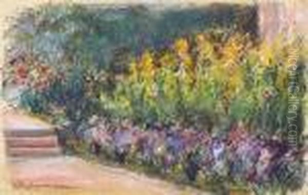 Blumenrabatte Im Wannseegarten Oil Painting by Max Liebermann