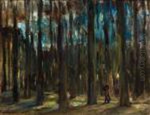 Liebespaar Auf Einem Spaziergang Im Grunewald Oil Painting by Max Liebermann