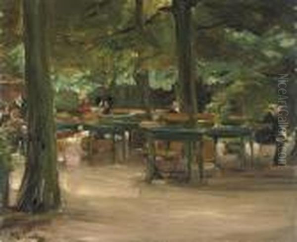 Biergarten Oil Painting by Max Liebermann