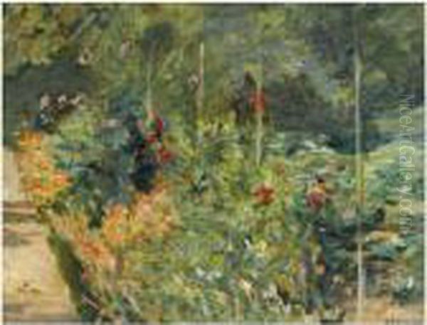 Der Nutzgarten In Wannsee Nach Westen (the Wannsee Garden To Thewest) Oil Painting by Max Liebermann