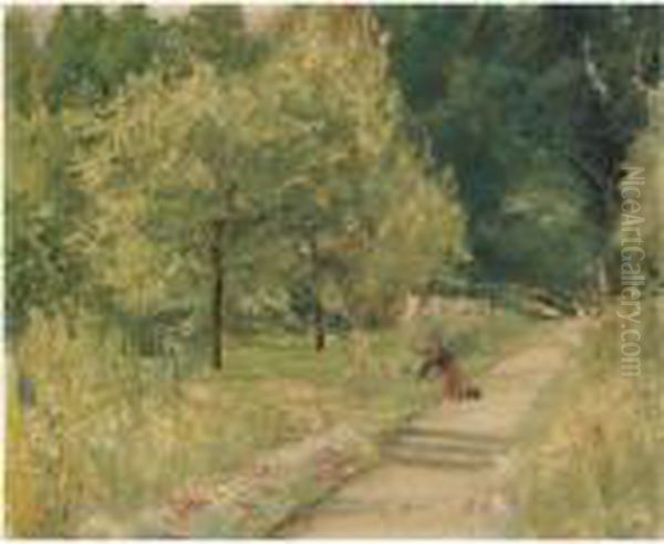 Gartnerin Im Wannseegarten (gardener In The Wannsee Garden) Oil Painting by Max Liebermann