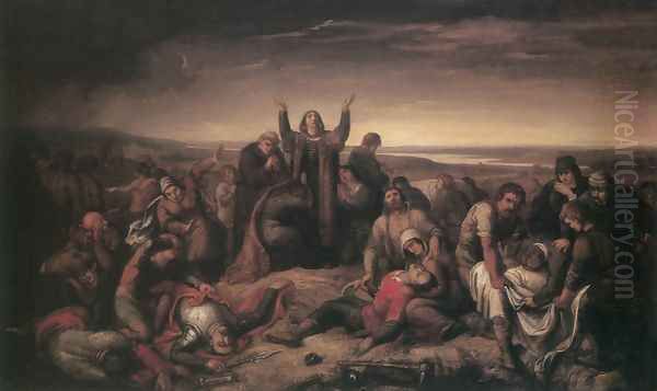 Ms. Perenyi Gathering the Dead after the Battle at Mohacs 1860s Oil Painting by Soma Orlai Petrich