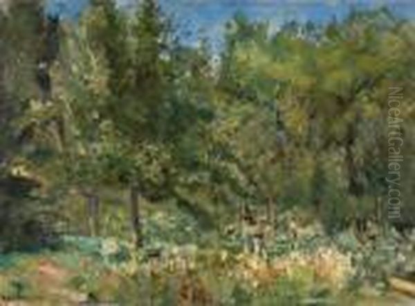 Der Nutzgarten In Wannsee Nach Westen Oil Painting by Max Liebermann