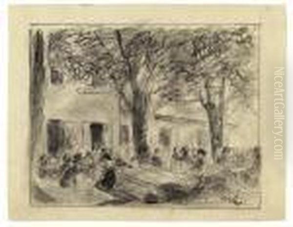 Im Biergarten Des Hofbraukellers In Rosenheim Oil Painting by Max Liebermann