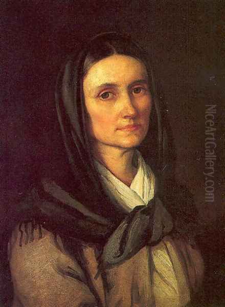 Portrait of the Artist's Mother 1853 Oil Painting by Soma Orlai Petrich