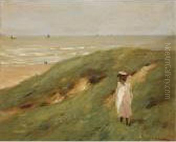 Dune Bei Nordwijk Mit Kind (dune Near Nordwijk With Child) Oil Painting by Max Liebermann