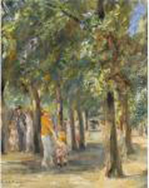 Tiergartenszene (scene In Tiergarten) Oil Painting by Max Liebermann